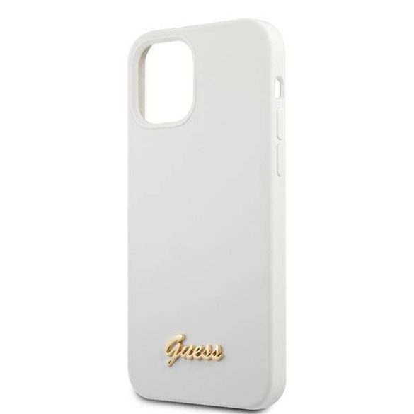 Guess GUHCP12MLSLMGWWH iPhone 12/12 Pro 6,1" fehér Metal Logo Script keménytok
