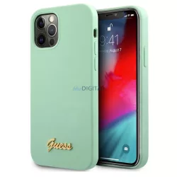   Guess GUHCP12LLSLMGGN iPhone 12 Pro Max 6,7" zöld Metal Logo Script keménytok