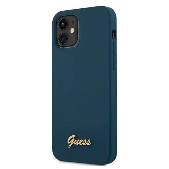 Guess GUHCP12SLSLMGBL iPhone 12 mini 5,4" kék Metal Logo Script keménytok