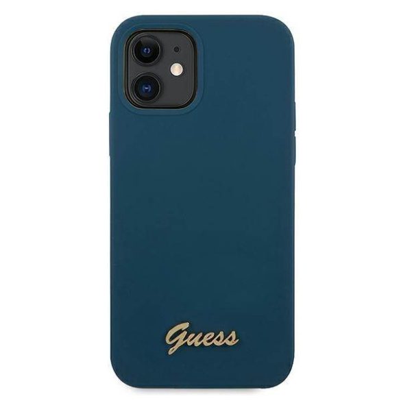 Guess GUHCP12SLSLMGBL iPhone 12 mini 5,4" kék Metal Logo Script keménytok