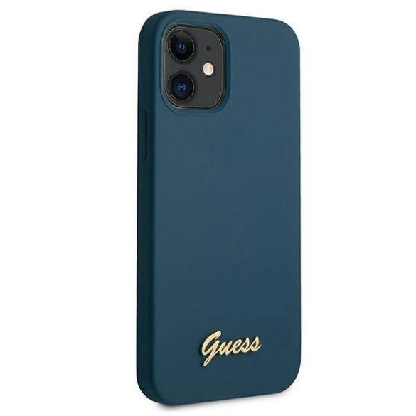 Guess GUHCP12SLSLMGBL iPhone 12 mini 5,4" kék Metal Logo Script keménytok