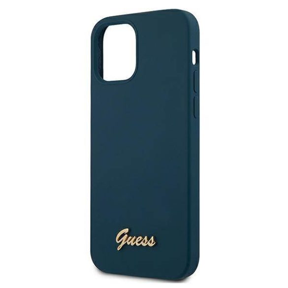 Guess GUHCP12SLSLMGBL iPhone 12 mini 5,4" kék Metal Logo Script keménytok