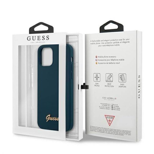 Guess GUHCP12SLSLMGBL iPhone 12 mini 5,4" kék Metal Logo Script keménytok