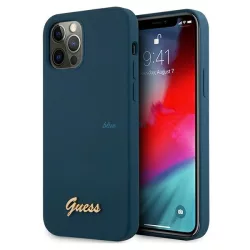   Guess GUHCP12LLSLMGBL iPhone 12 Pro Max 6,7" kék Metal Logo Script keménytok