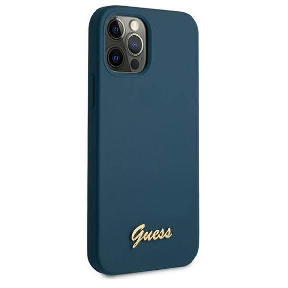 Guess GUHCP12LLSLMGBL iPhone 12 Pro Max 6,7" kék Metal Logo Script keménytok