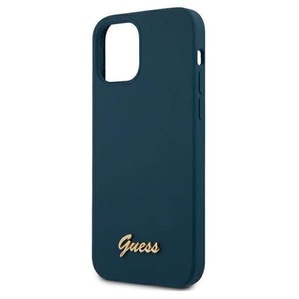 Guess GUHCP12LLSLMGBL iPhone 12 Pro Max 6,7" kék Metal Logo Script keménytok