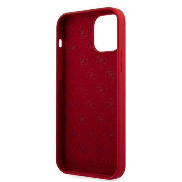 Guess GUHCP12MLSLMGRE iPhone 12/12 Pro 6,1" piros Metal Logo Script keménytok