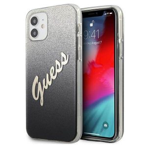 Guess GUHCP12SPCUGLSBK iPhone 12 mini 5,4" fekete csillogó színátmenetes Script keménytok