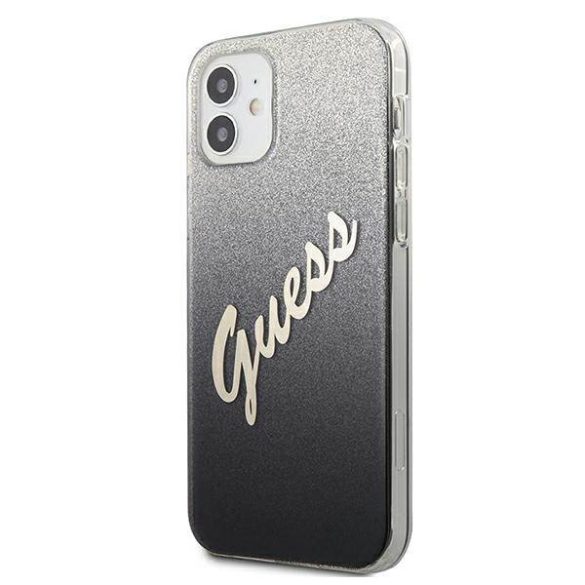 Guess GUHCP12SPCUGLSBK iPhone 12 mini 5,4" fekete csillogó színátmenetes Script keménytok