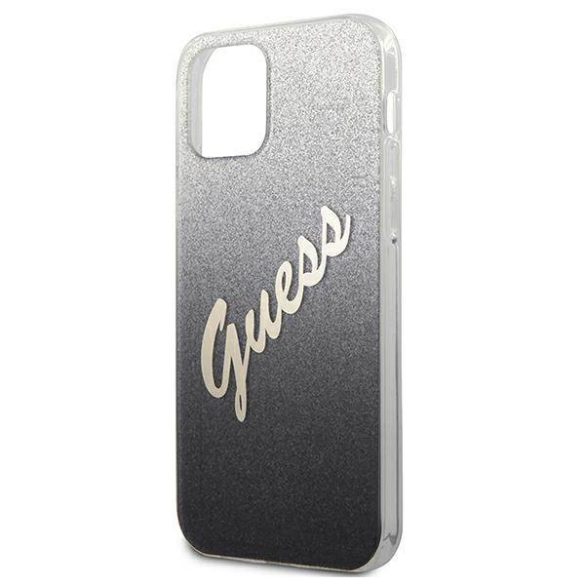 Guess GUHCP12SPCUGLSBK iPhone 12 mini 5,4" fekete csillogó színátmenetes Script keménytok