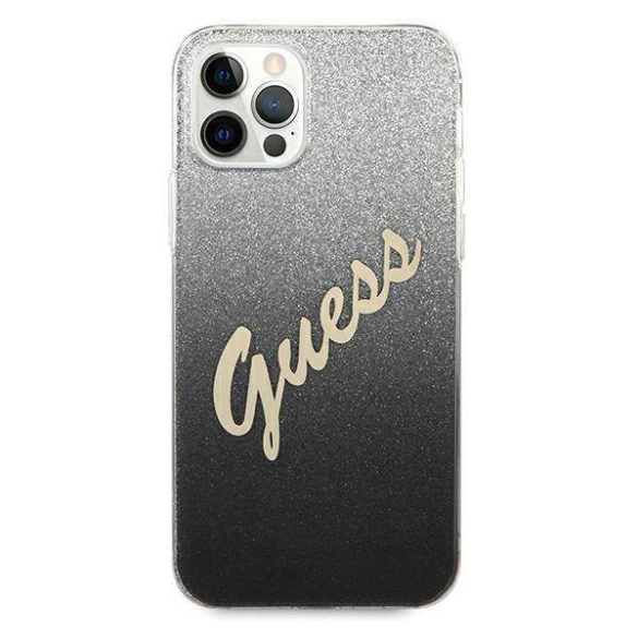 Guess GUHCP12MPCUGLSBK iPhone 12/12 Pro 6,1" fekete csillogó színátmenetes Script keménytok