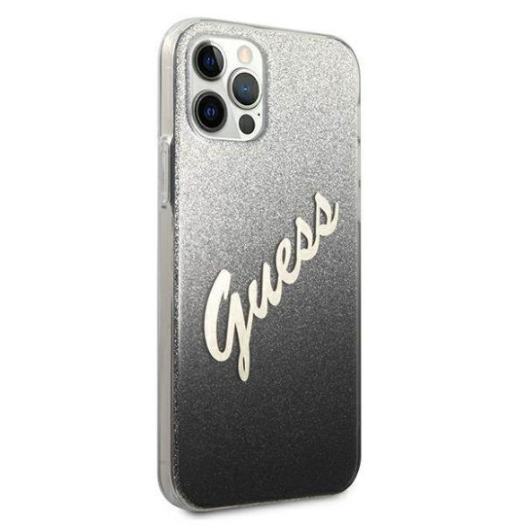 Guess GUHCP12LPCUGLSBK iPhone 12 Pro Max 6,7" fekete csillogó színátmenetes Script keménytok