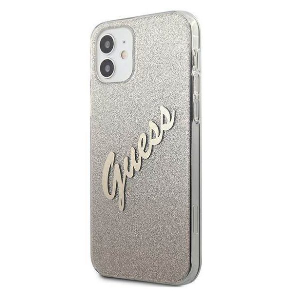 Guess GUHCP12SPCUGLSGO iPhone 12 mini 5,4" arany csillogó színátmenetes Script keménytok