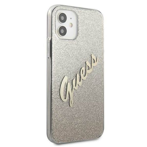 Guess GUHCP12SPCUGLSGO iPhone 12 mini 5,4" arany csillogó színátmenetes Script keménytok