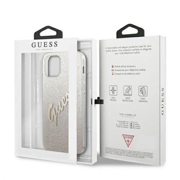 Guess GUHCP12SPCUGLSGO iPhone 12 mini 5,4" arany csillogó színátmenetes Script keménytok