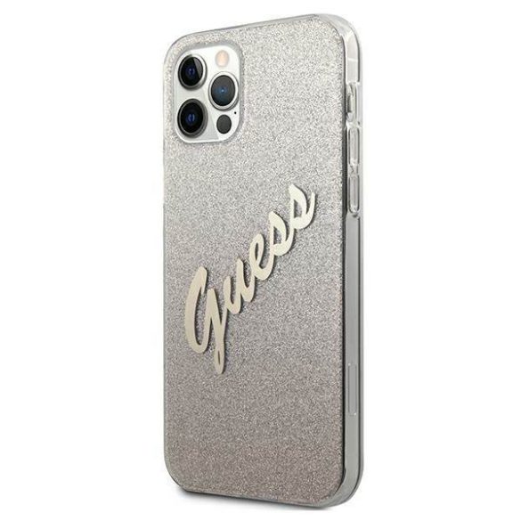 Guess GUHCP12LPCUGLSGO iPhone 12 Pro Max 6,7" arany csillogó színátmenetes Script keménytok