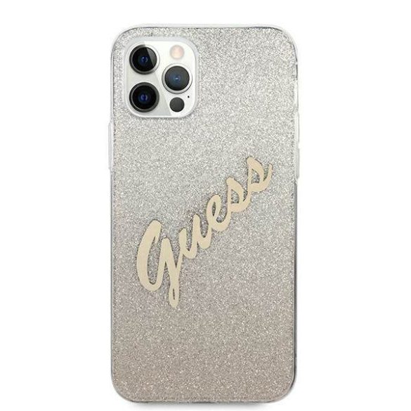 Guess GUHCP12LPCUGLSGO iPhone 12 Pro Max 6,7" arany csillogó színátmenetes Script keménytok