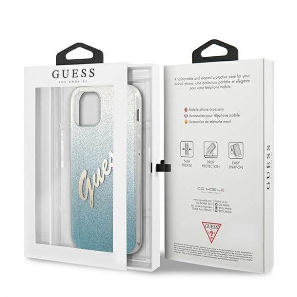 Guess GUHCP12SPCUGLSBL iPhone 12 mini 5,4" kék csillogó színátmenetes Script keménytok