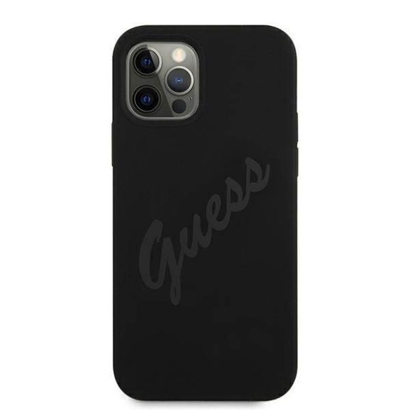 Guess GUHCP12LLSVSBK iPhone 12 Pro Max 6,7" fekete Script Vintage keménytok