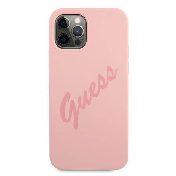 Guess GUHCP12MLSVSPI iPhone 12/12 Pro 6,1" rózsaszín Script Vintage keménytok