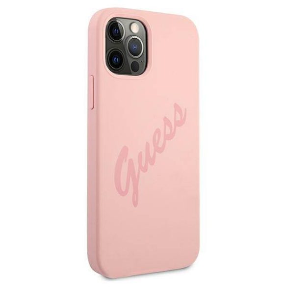 Guess GUHCP12MLSVSPI iPhone 12/12 Pro 6,1" rózsaszín Script Vintage keménytok