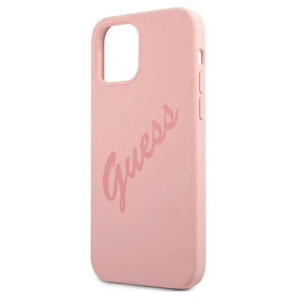 Guess GUHCP12MLSVSPI iPhone 12/12 Pro 6,1" rózsaszín Script Vintage keménytok