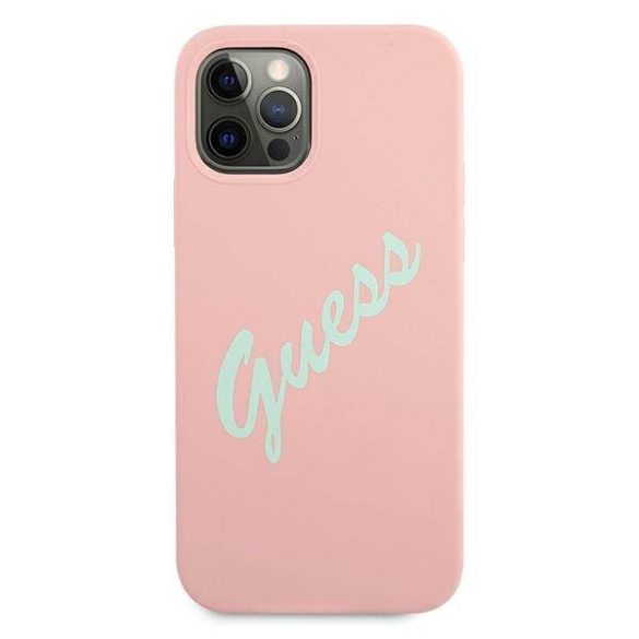 Guess GUHCP12MLSVSPG iPhone 12/12 Pro 6,1" różowo zöld rózsaszín szilikon Vintage keménytok