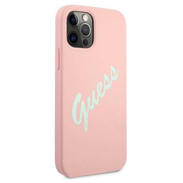 Guess GUHCP12MLSVSPG iPhone 12/12 Pro 6,1" różowo zöld rózsaszín szilikon Vintage keménytok
