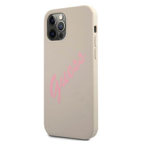 Guess GUHCP12LLSVSGP iPhone 12 Pro Max 6,7" szürke rózsaszín szilikon Vintage keménytok