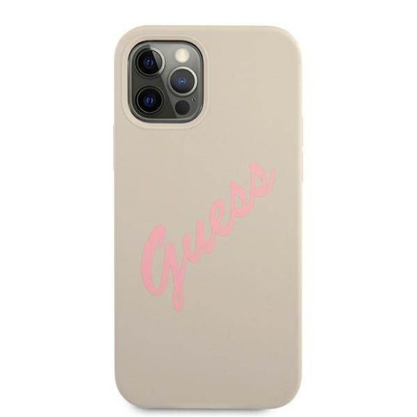 Guess GUHCP12LLSVSGP iPhone 12 Pro Max 6,7" szürke rózsaszín szilikon Vintage keménytok