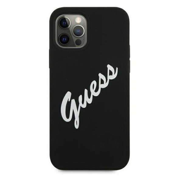 Guess GUHCP12LLSVSBW iPhone 12 Pro Max 6,7" fekete/fehér szilikon Vintage keménytok