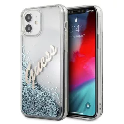   Guess GUHCP12SGLVSBL iPhone 12 mini 5,4" kék Glitter Vintage Script keménytok