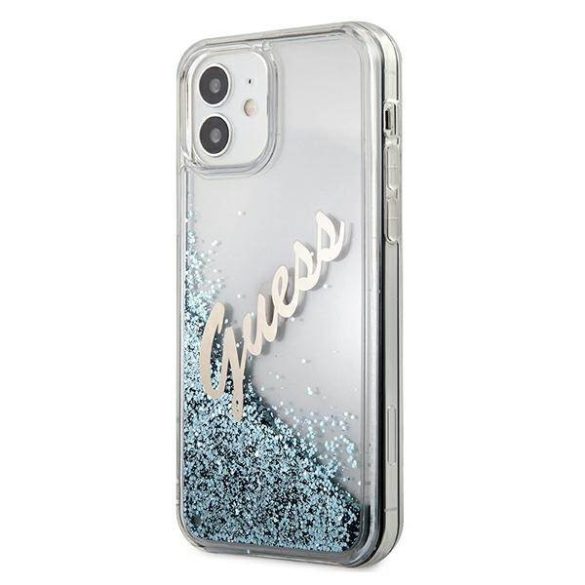 Guess GUHCP12SGLVSBL iPhone 12 mini 5,4" kék Glitter Vintage Script keménytok