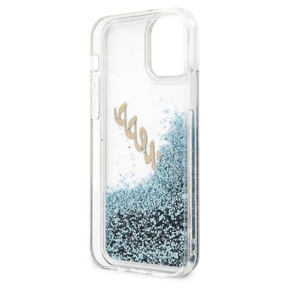 Guess GUHCP12LGLVSBL iPhone 12 Pro Max 6,7" kék Glitter Vintage Script keménytok