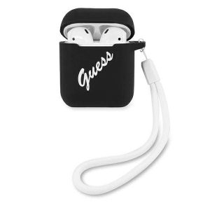 Guess GUACA2LSVSBW AirPods 1/2 tok fekete-fehér szilikon Vintage fekete-fehér