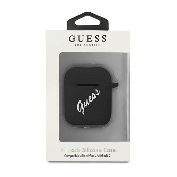 Guess GUACA2LSVSBW AirPods 1/2 tok fekete-fehér szilikon Vintage fekete-fehér