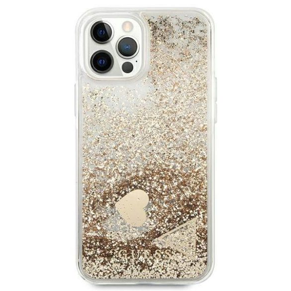 Guess GUOHCP12MGLHFLGO iPhone 12/12 Pro arany Glitter Charms keménytok