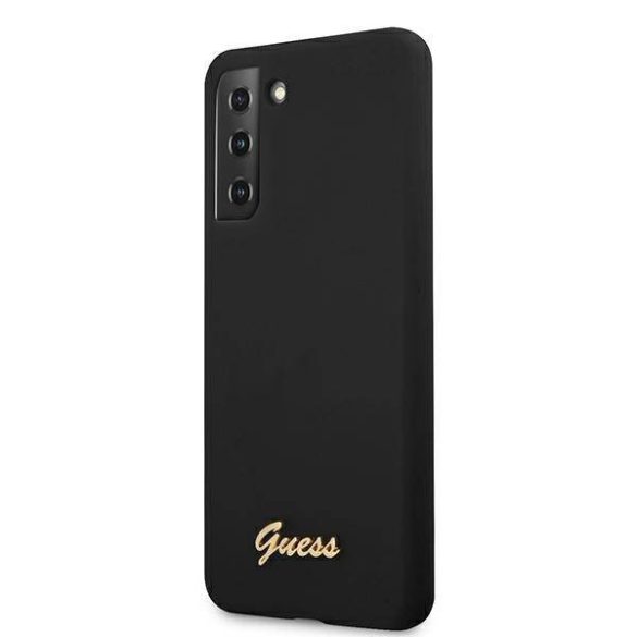 Guess GUHCS21SLSLMGBK S21 G991 fekete szilikon Script Metal Logo keménytok