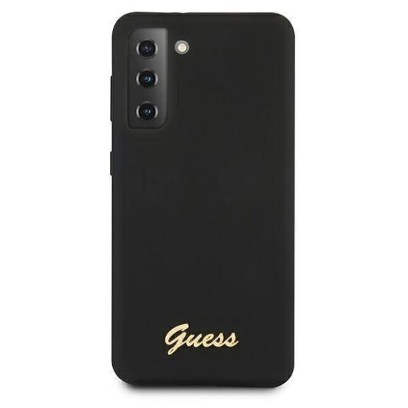 Guess GUHCS21SLSLMGBK S21 G991 fekete szilikon Script Metal Logo keménytok