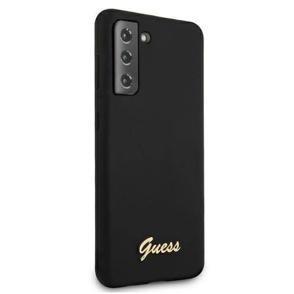 Guess GUHCS21SLSLMGBK S21 G991 fekete szilikon Script Metal Logo keménytok