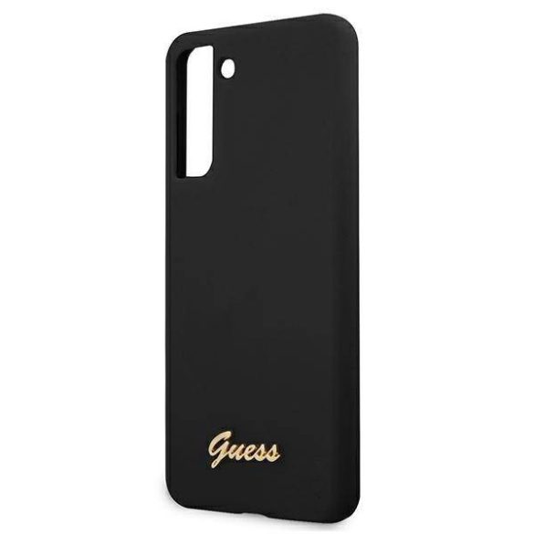 Guess GUHCS21SLSLMGBK S21 G991 fekete szilikon Script Metal Logo keménytok