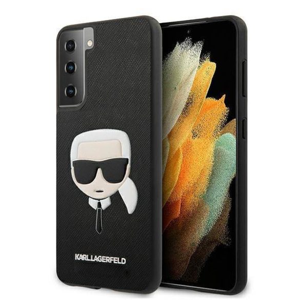 Karl Lagerfeld KLHCS21MSAKHBK S21+ G996 fekete keménytok Saffiano ikonikus Karl Lagerfeld fej