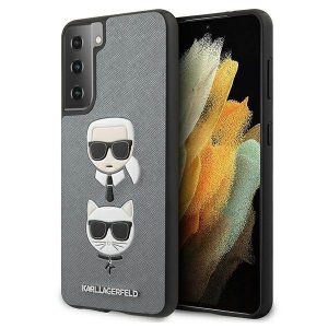 Karl Lagerfeld KLHCS21SSAKICKCSL S21 G991 ezüst keménytok Saffiano ikonikus Karl&Choupette fej