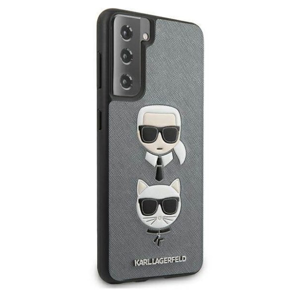 Karl Lagerfeld KLHCS21SSAKICKCSL S21 G991 ezüst keménytok Saffiano ikonikus Karl&Choupette fej
