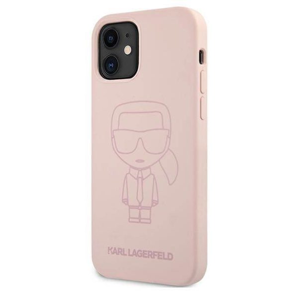 Karl Lagerfeld KLHCP12SSILTTPI iPhone 12 mini 5,4" szilikon ikonikus Outline rózsaszín 