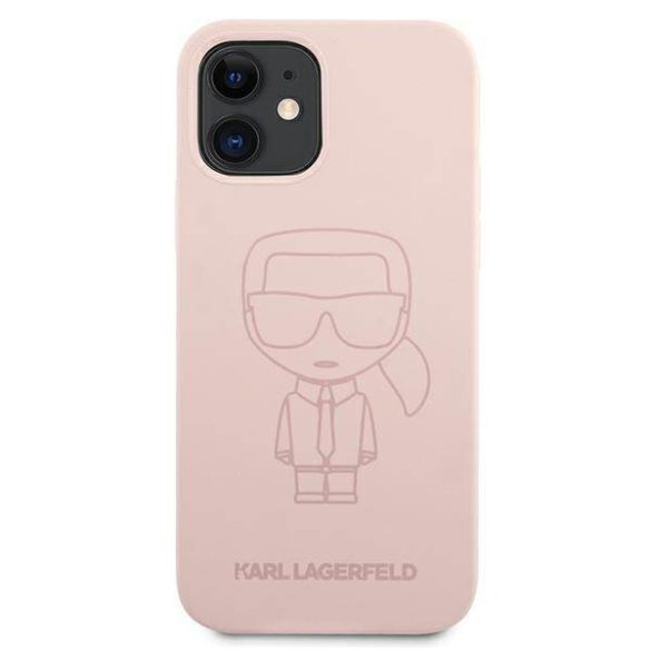 Karl Lagerfeld KLHCP12SSILTTPI iPhone 12 mini 5,4" szilikon ikonikus Outline rózsaszín 