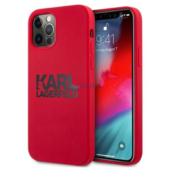 Karl Lagerfeld KLHCP12MSLKLRE Silicone Stack Logo tok iPhone 12/12 Pro - piros