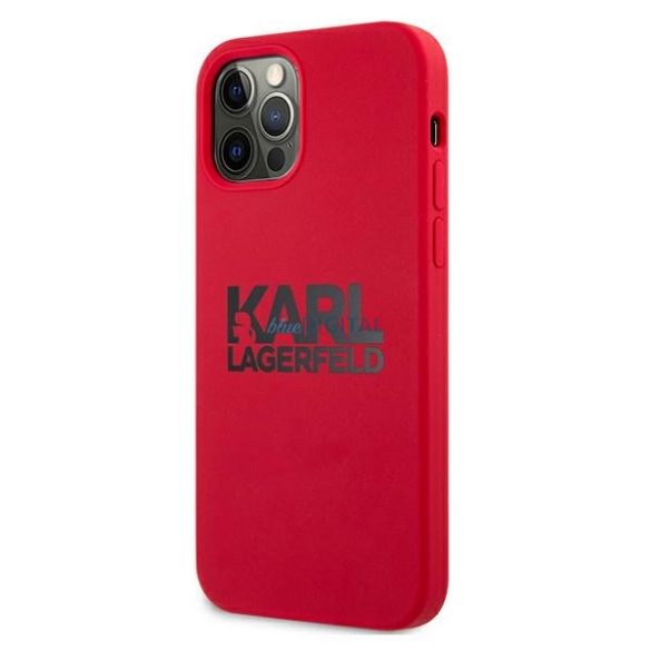 Karl Lagerfeld KLHCP12MSLKLRE Silicone Stack Logo tok iPhone 12/12 Pro - piros