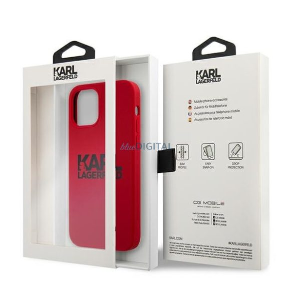 Karl Lagerfeld KLHCP12MSLKLRE Silicone Stack Logo tok iPhone 12/12 Pro - piros