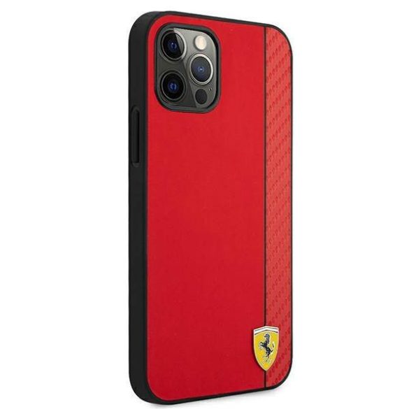 Ferrari FESAXHCP12MRE iPhone 12/12 Pro 6,1" piros On Track csíkos keménytok
